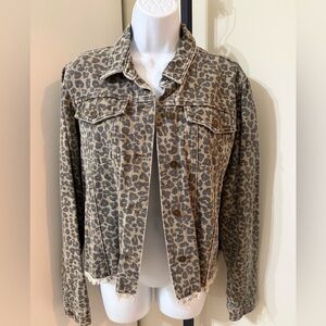Mud Pie Colton Leopard Denim Jacket Sz. L